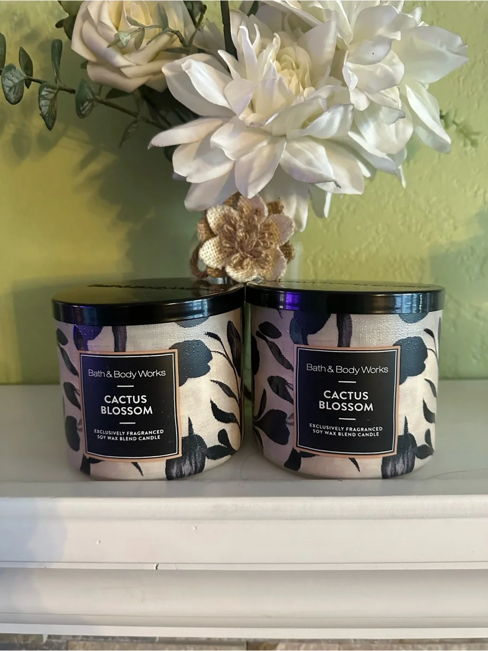 Bath & Body Works Cactus Blossom Candle — Pink & Black Floral Jar